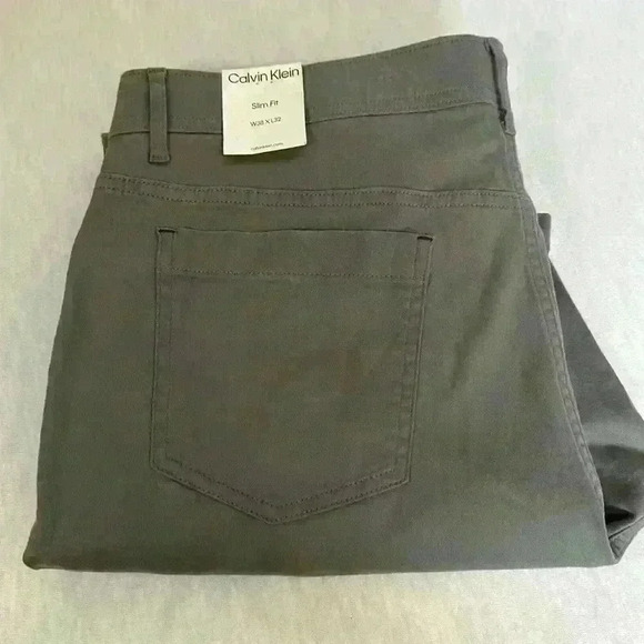 Calvin Klein NWT Gray Slim Fit Flex Waist Stretch 5 Pocket Denim Mens Jean 38W - Picture 3 of 15
